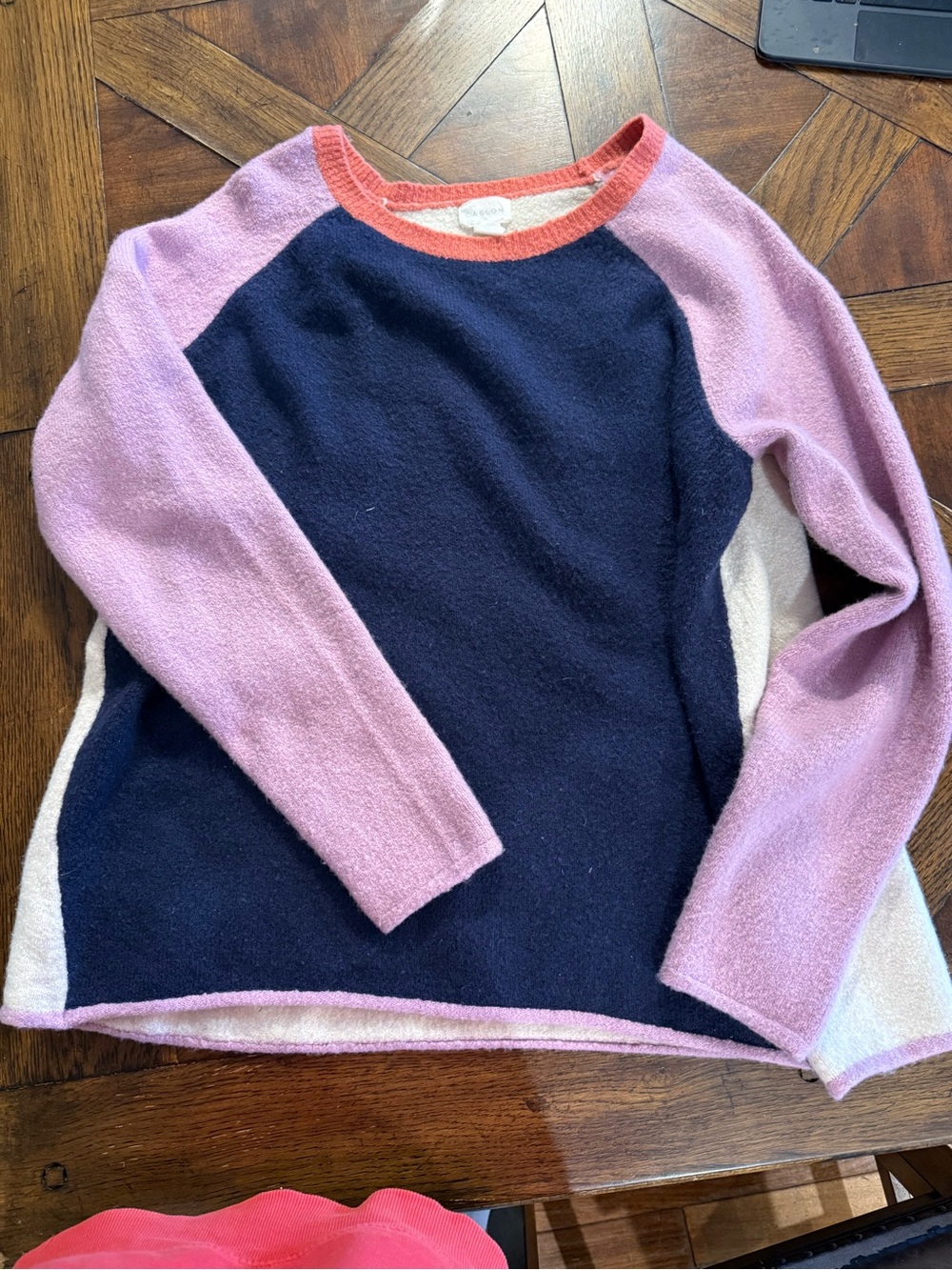 Caslon Navy, Pink & Coral Raglan Crew Sweater